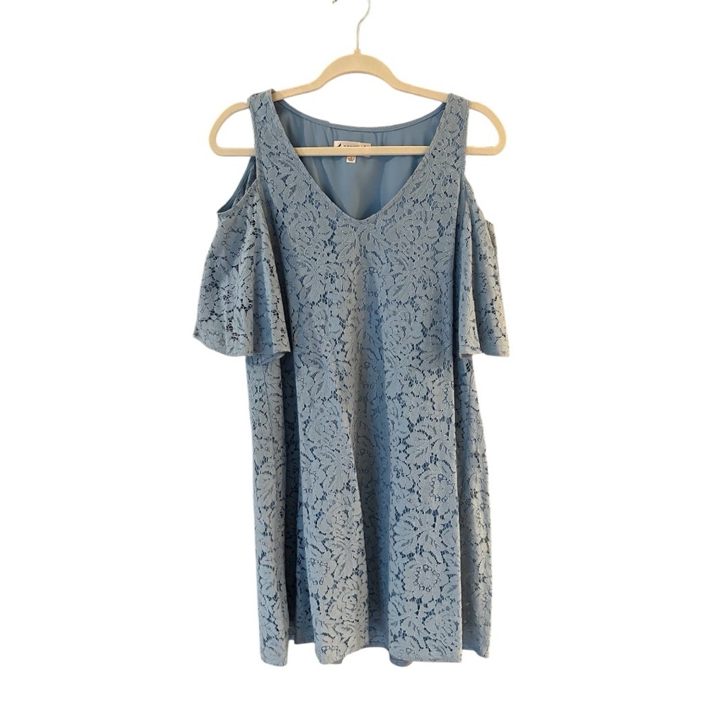 Nanette Laporte Caped Lace Shift Dress, Size 8, Light Blue